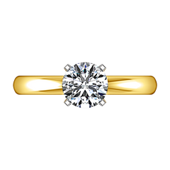 Solitaire Engagement Ring Comfort Fit Round Diamond 14K Yellow Gold