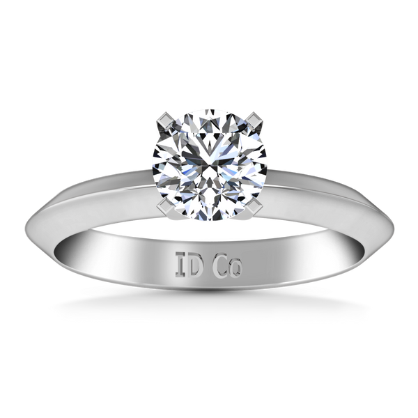 Solitaire Engagement Ring Knife Edge Round Diamond 14K White Gold