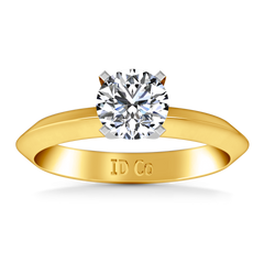Solitaire Engagement Ring Knife Edge Round Diamond 14K Yellow Gold