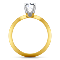 Solitaire Engagement Ring Knife Edge Round Diamond 14K Yellow Gold