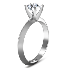 Solitaire Engagement Ring Knife Edge Round Diamond 14K White Gold