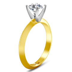Solitaire Engagement Ring Knife Edge Round Diamond 14K Yellow Gold