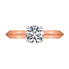 Solitaire Engagement Ring Knife Edge Round Diamond 14K Rose Gold