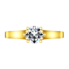 Solitaire Engagement Ring Royale Lattice 14K Yellow Gold