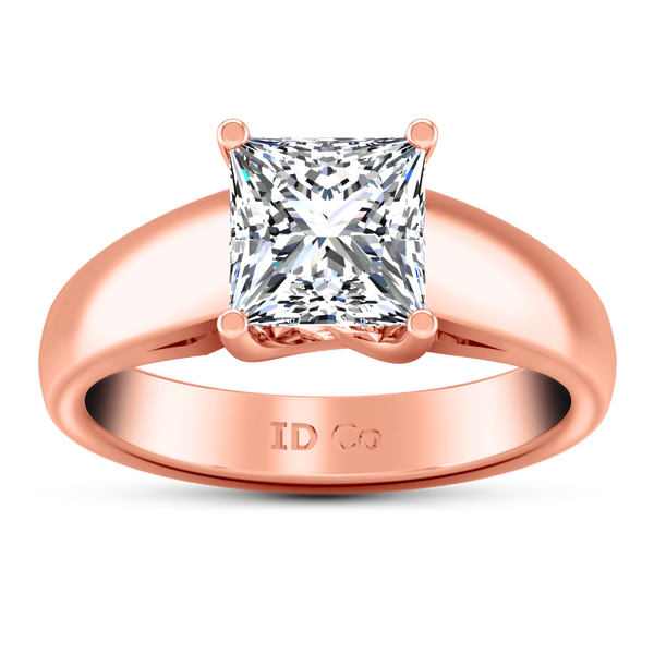 Solitaire Princess Cut Engagement Ring Leyla 14K Rose Gold