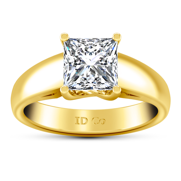 Solitaire Princess Cut Engagement Ring Leyla 14K Yellow Gold