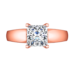 Solitaire Princess Cut Engagement Ring Leyla 14K Rose Gold