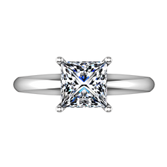 Solitaire Princess Cut Engagement Ring Cindy 14K White Gold