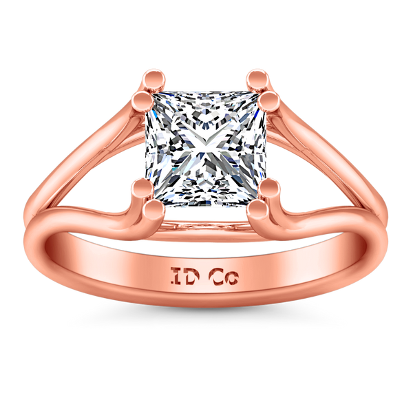 Solitaire Princess Cut Engagement Ring Bella 14K Rose Gold