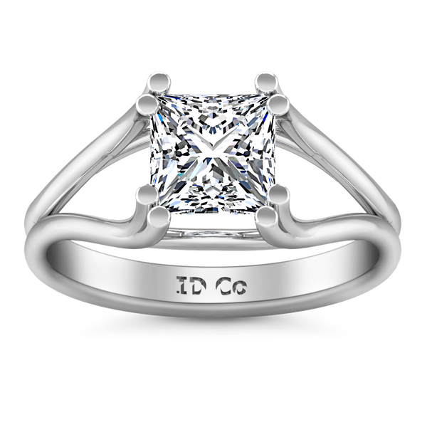 Solitaire Princess Cut Engagement Ring Bella 14K White Gold