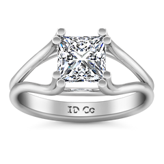 Solitaire Princess Cut Engagement Ring Bella 14K White Gold