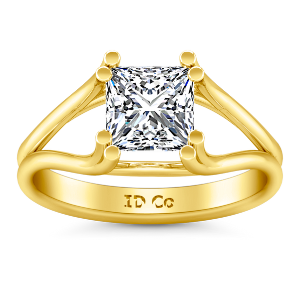 Solitaire Princess Cut Engagement Ring Bella 14K Yellow Gold