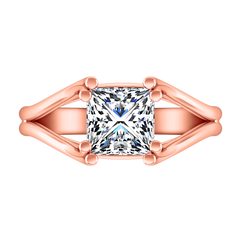 Solitaire Princess Cut Engagement Ring Bella 14K Rose Gold