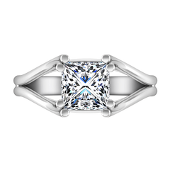 Solitaire Princess Cut Engagement Ring Bella 14K White Gold