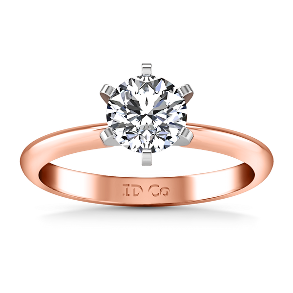 Solitaire Engagement Ring Classic 6 Prong 14K Rose Gold