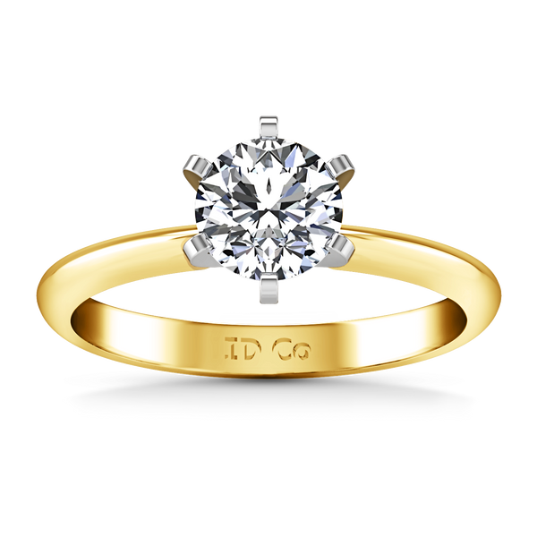 Solitaire Engagement Ring Classic 6 Prong 14K Yellow Gold