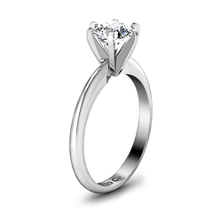 Solitaire Engagement Ring Classic 6 Prong 14K White Gold