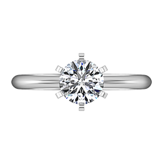 Solitaire Engagement Ring Classic 6 Prong 14K White Gold