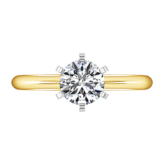 Solitaire Engagement Ring Classic 6 Prong 14K Yellow Gold
