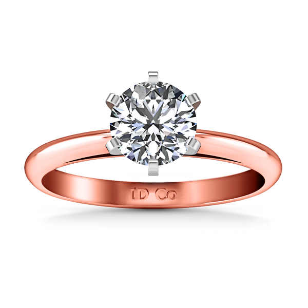 Solitaire Engagement Ring Cathedral 6 Prong 14K Rose Gold