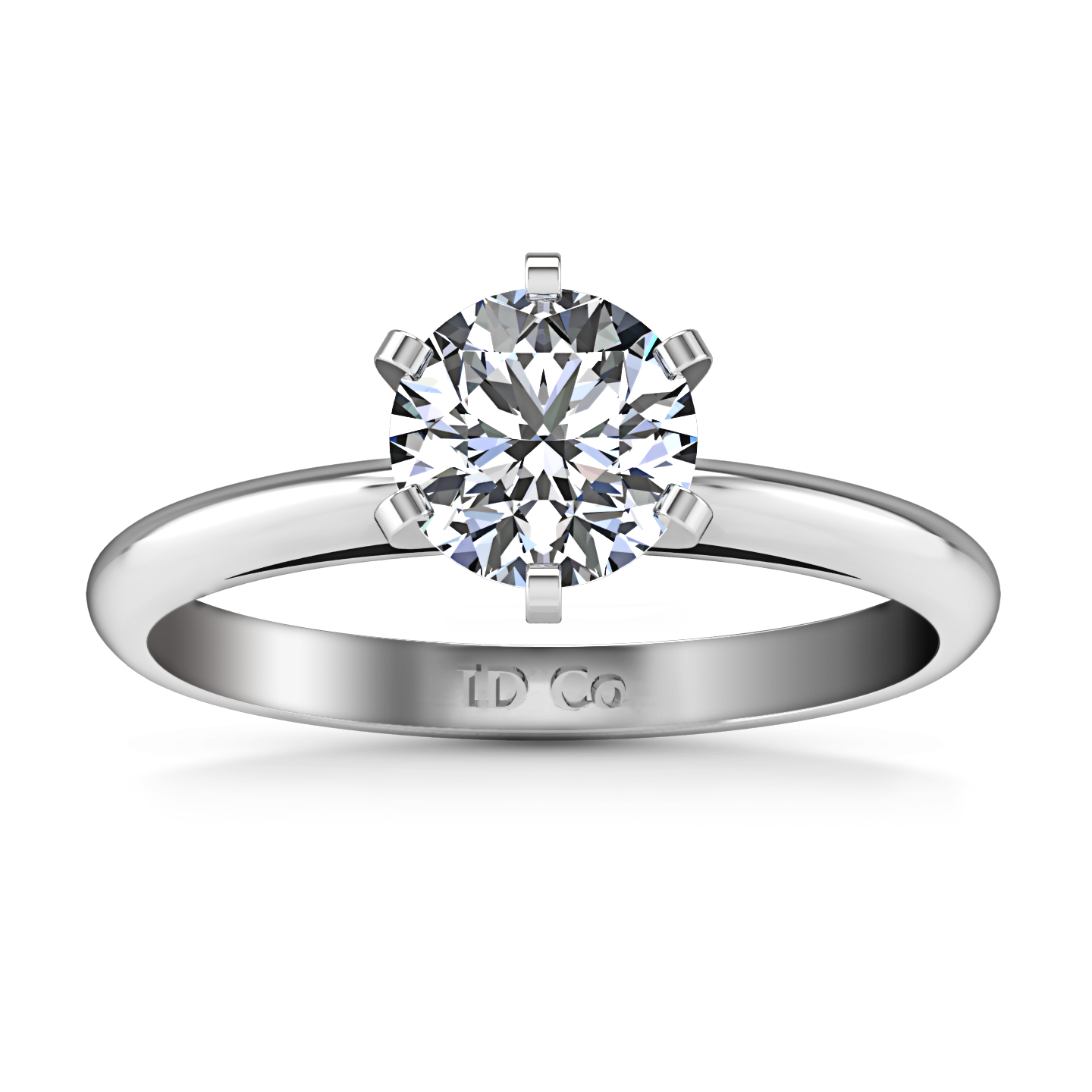 Solitaire Engagement Ring Cathedral 6 Prong 14K White Gold