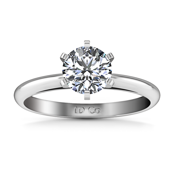 Solitaire Engagement Ring Cathedral 6 Prong 14K White Gold