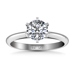 Solitaire Engagement Ring Cathedral 6 Prong 14K White Gold