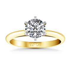 Solitaire Engagement Ring Cathedral 6 Prong 14K Yellow Gold