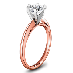 Solitaire Engagement Ring Cathedral 6 Prong 14K Rose Gold