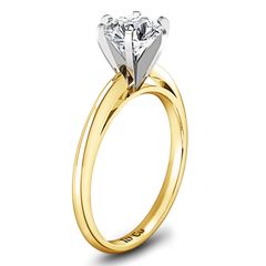 Solitaire Engagement Ring Cathedral 6 Prong 14K Yellow Gold