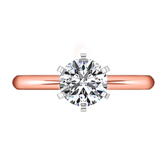 Solitaire Engagement Ring Cathedral 6 Prong 14K Rose Gold