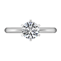 Solitaire Engagement Ring Cathedral 6 Prong 14K White Gold