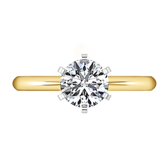 Solitaire Engagement Ring Cathedral 6 Prong 14K Yellow Gold