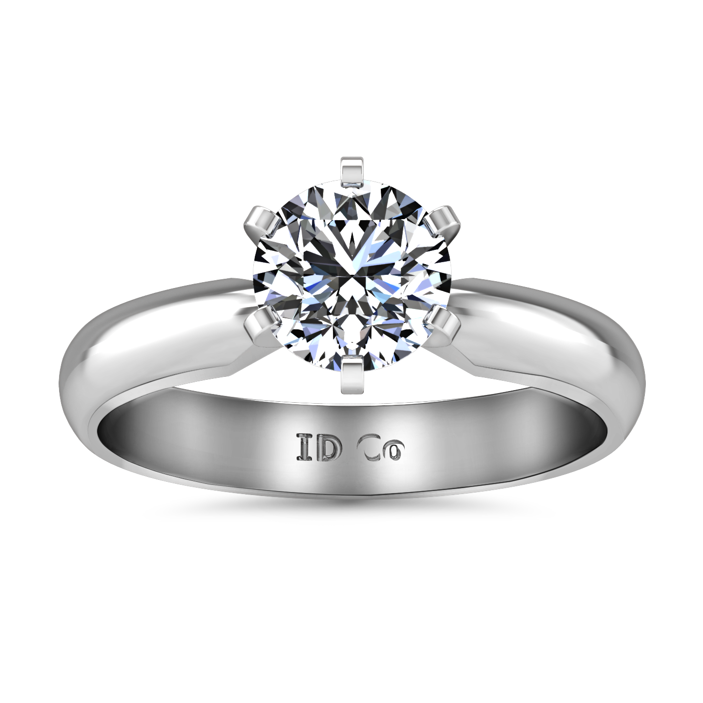 Solitaire Engagement Ring Wide Classic Prong 14K White Gold
