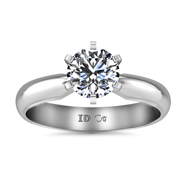 Solitaire Engagement Ring Wide Classic 6 Prong 14K White Gold