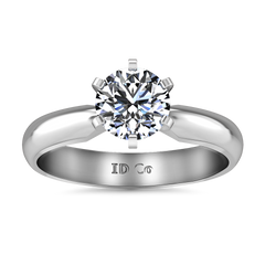 Solitaire Engagement Ring Wide Classic 6 Prong 14K White Gold