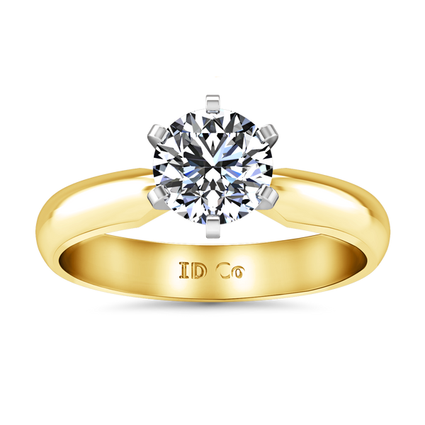 Solitaire Engagement Ring Wide Classic 6 Prong 14K Yellow Gold