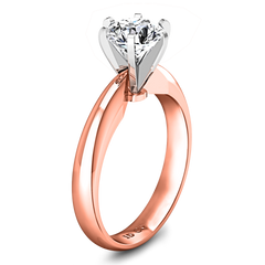 Solitaire Engagement Ring Wide Classic 6 Prong 14K Rose Gold