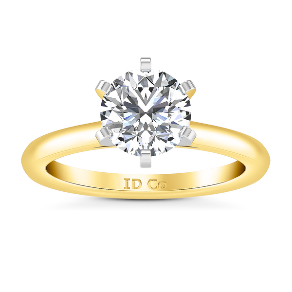 Solitaire Engagement Ring Petite Cathedral 14K Yellow Gold