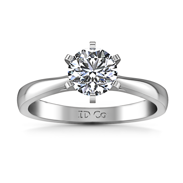 Solitaire Engagement Ring Tapered And Arched 14K White Gold