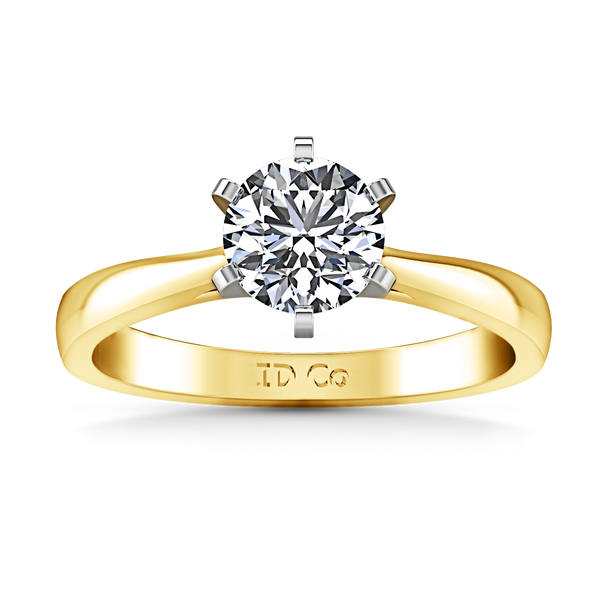 Solitaire Engagement Ring Tapered And Arched 14K Yellow Gold