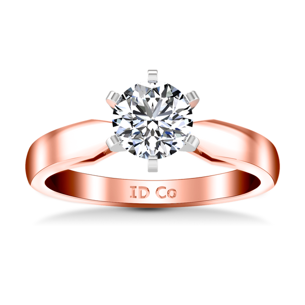 Solitaire Engagement Ring Wide Tappered 14K Rose Gold