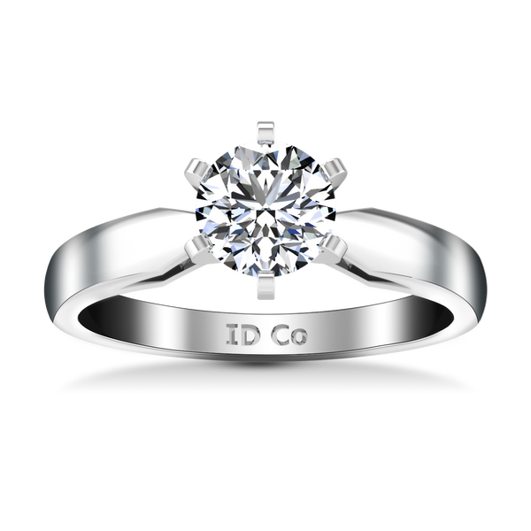 Solitaire Engagement Ring Wide Tappered 14K White Gold