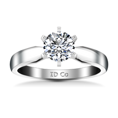 Solitaire Engagement Ring Wide Tappered 14K White Gold