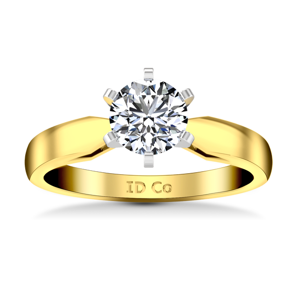 Solitaire Engagement Ring Wide Tappered 14K Yellow Gold