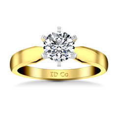 Solitaire Engagement Ring Wide Tappered 14K Yellow Gold