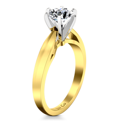 Solitaire Engagement Ring Wide Tappered 14K Yellow Gold