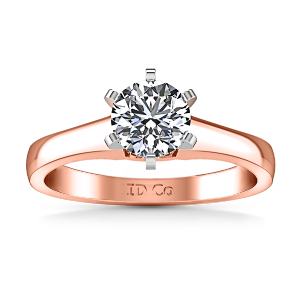Solitaire Engagement Ring Stylized 6 Prong 14K Rose Gold