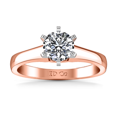 Solitaire Engagement Ring Stylized 6 Prong 14K Rose Gold