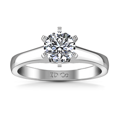 Solitaire Engagement Ring Stylized 6 Prong 14K White Gold
